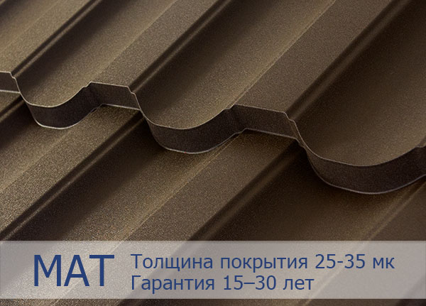 Покрытие металлочерепицы МАТ Покрытие металлочерепицы МАТОВОЕ