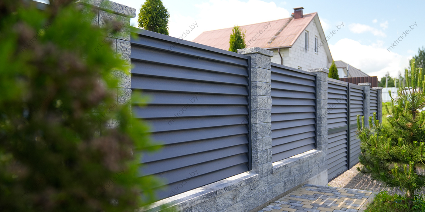 Забор-жалюзи Alfa цвет RAL 7024, покрытие МАТ