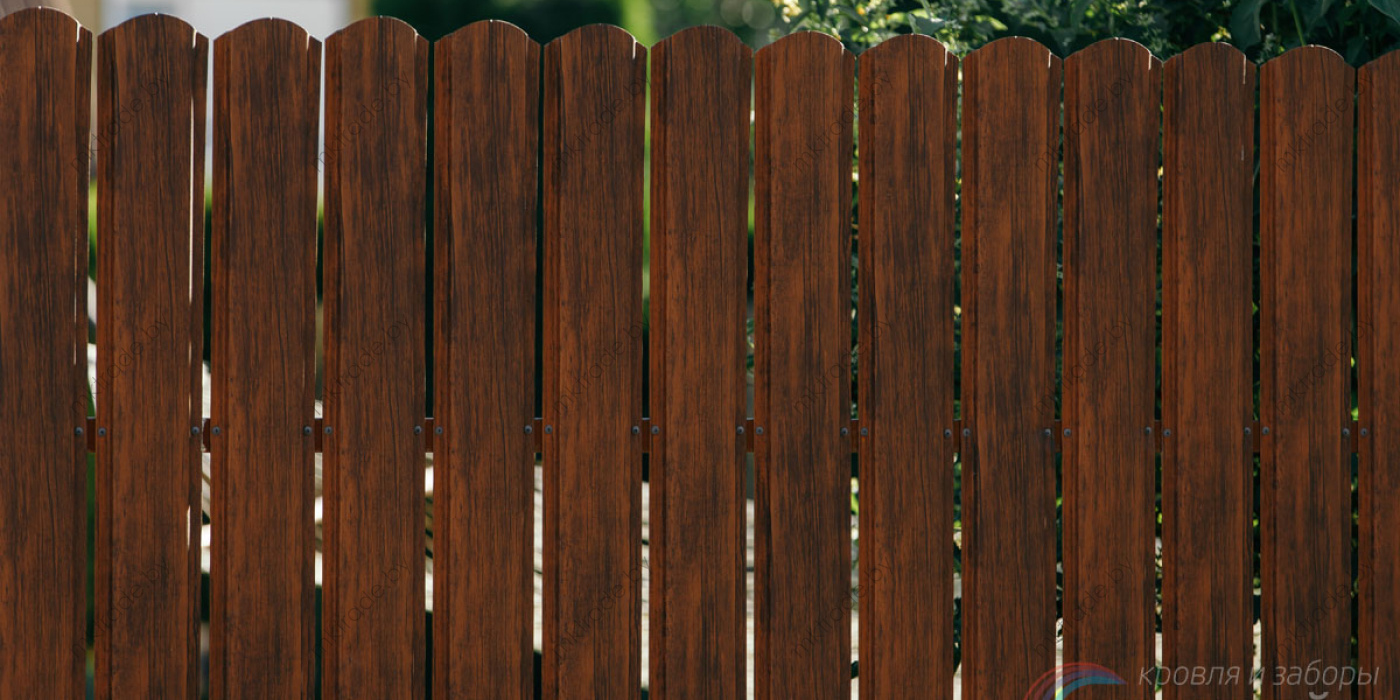 Штакетник металлический Европланка, Тёмное дерево
