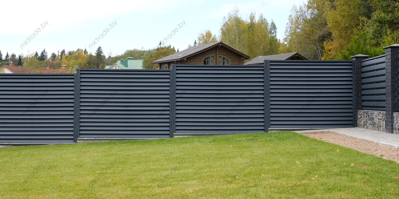 Забор-жалюзи Alfa а матовом покрытии цвет RAL 7016