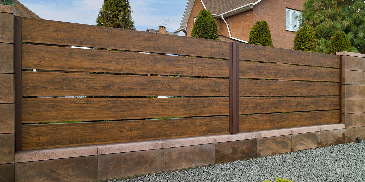 Забор Ранчо XPS 310, Темный дуб в покрытии PRINTECH