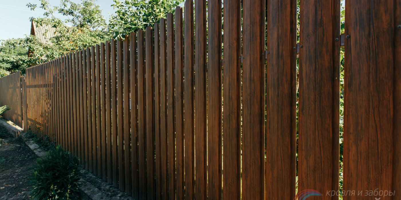 Штакетник металлический Европланка, Тёмное дерево