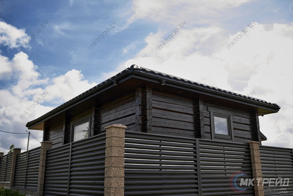 Забор-жалюзи, цвет RAL 8019 (серо-коричневый) МАТ