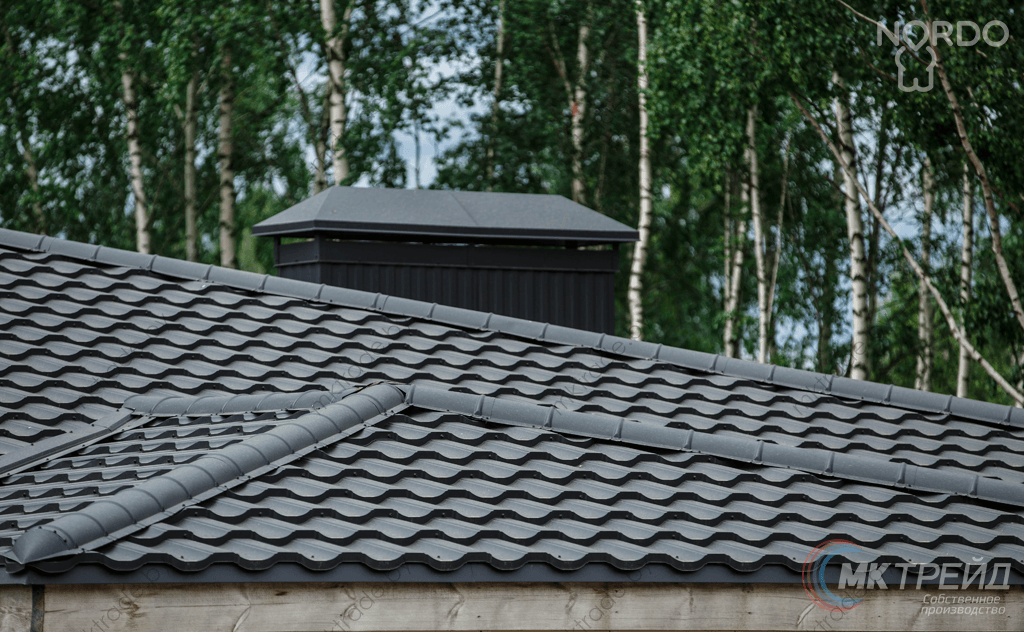 Металлочерепица НОРДО  ®, цвет 9005 (чёрный) МАТ