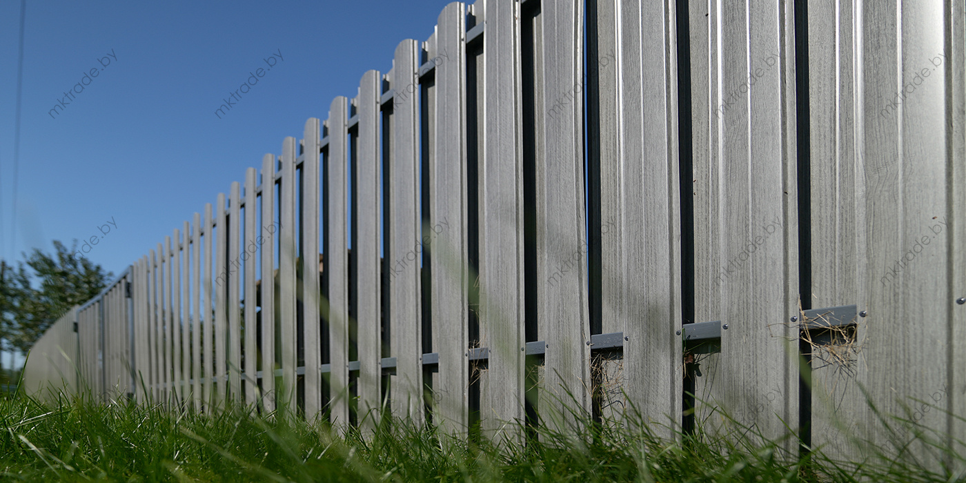 Забор из штакетника Европланка, цвет Античный светло-серый, покрытие PRINTRCH