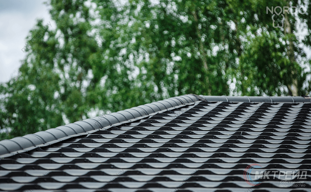 Металлочерепица НОРДО  ®, цвет 9005 (чёрный) МАТ