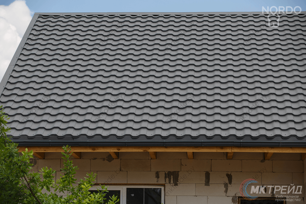 Металлочерепица НОРДО  ®, цвет 7024 (серый графит) МАТ, Arcelor