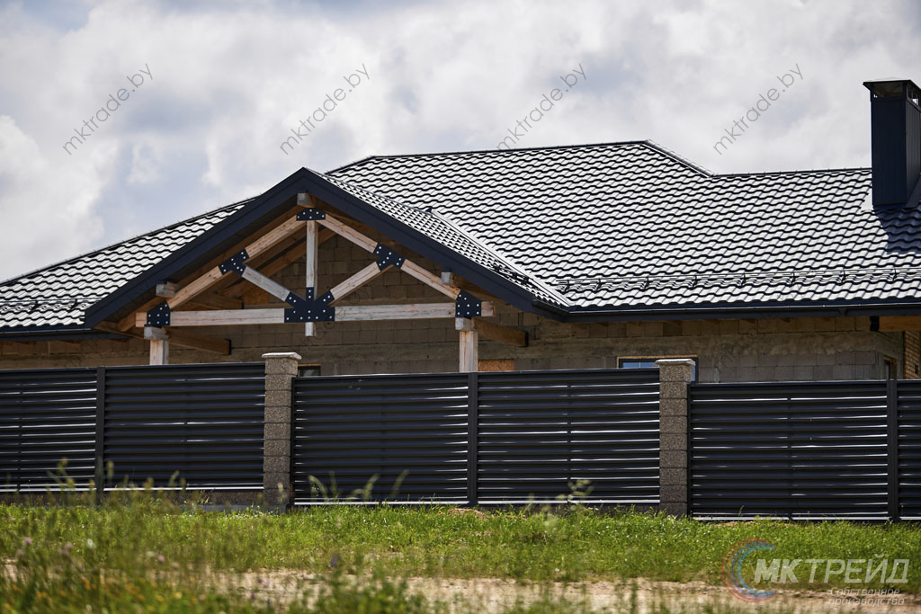 Металлочерепица НОРДО  ®, цвет RAL 9005 (чёрный) МАТ