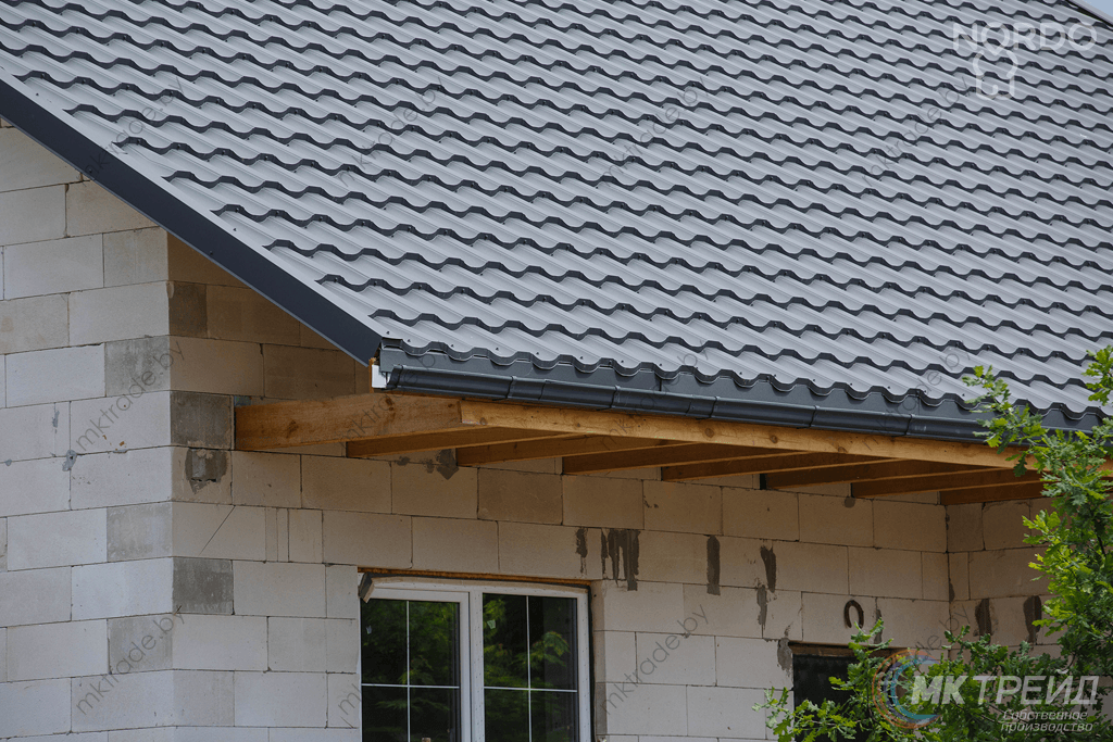 Металлочерепица НОРДО  ®, цвет 7024 (серый графит) МАТ, Arcelor