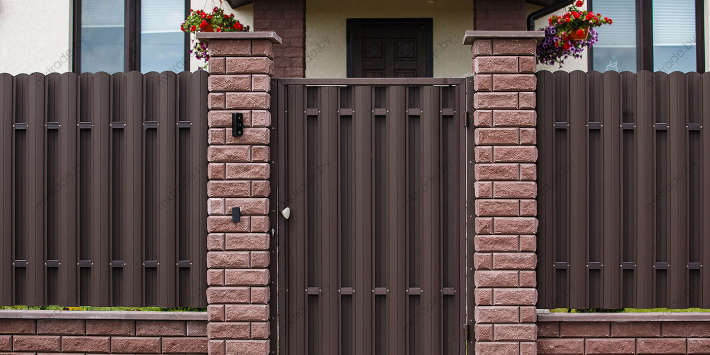 Штакетник металлический Европланка, цвет 8019 (серо-коричневый), МАТ