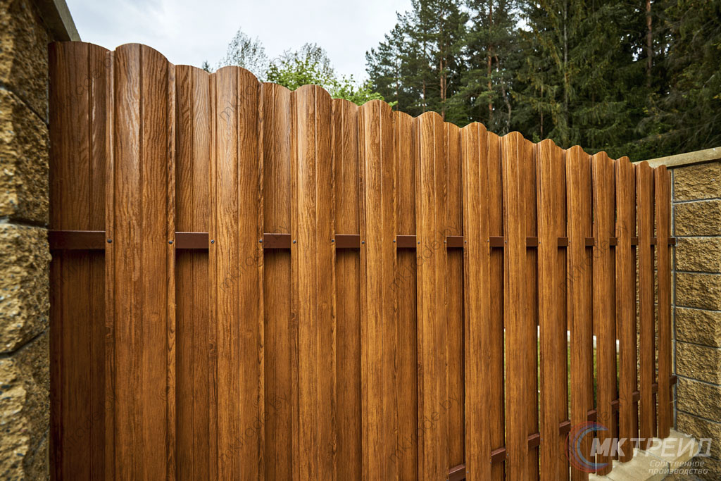 Штакетник металлический Европланка, Золотой Дуб (шахматка)