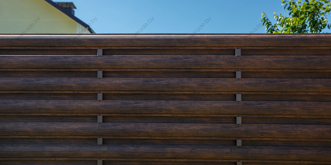 Штакетник металлический Европланка горизонт., Тёмное дерево