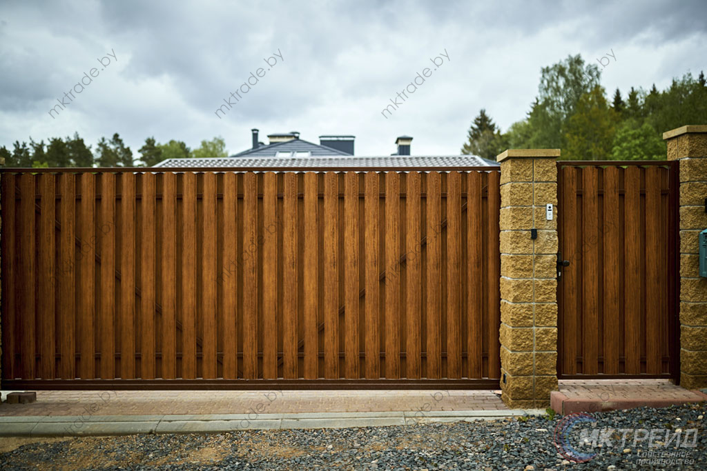 Штакетник металлический Европланка, Золотой Дуб (шахматка)