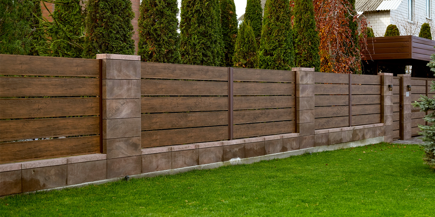 Забор Ранчо XPS 310, Темный дуб в покрытии PRINTECH