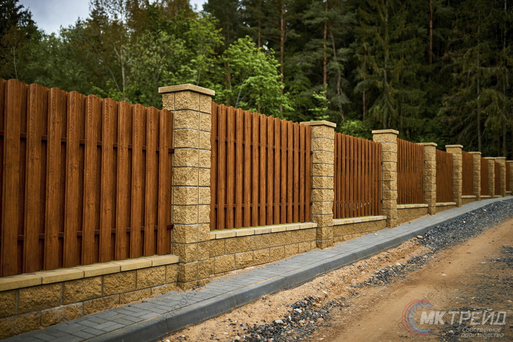 Штакетник металлический Европланка, Золотой Дуб (шахматка)