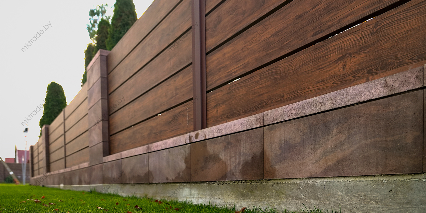 Забор Ранчо XPS 310, Темный дуб в покрытии PRINTECH