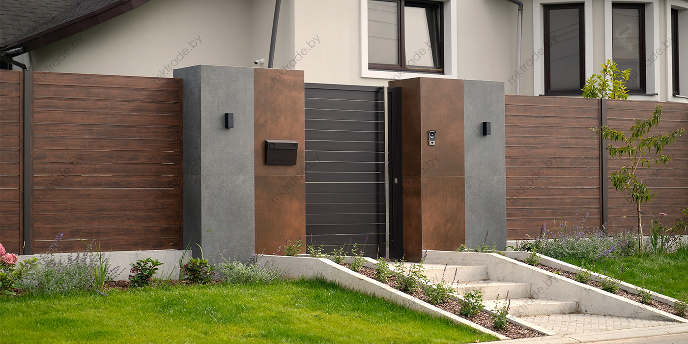 Забор Ранчо ХPS, покрытие PRINTECH, темный дуб. Планка 132 мм