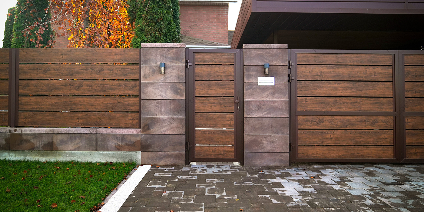 Забор Ранчо XPS 310, Темный дуб в покрытии PRINTECH