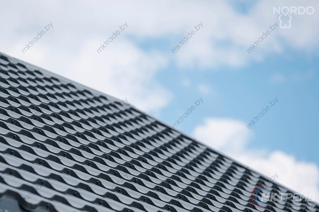 Металлочерепица НОРДО  ®, цвет 7024 (серый графит) МАТ, Arcelor