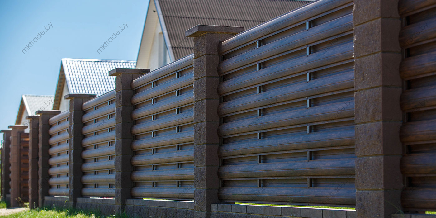 Штакетник металлический Европланка горизонт., Тёмное дерево