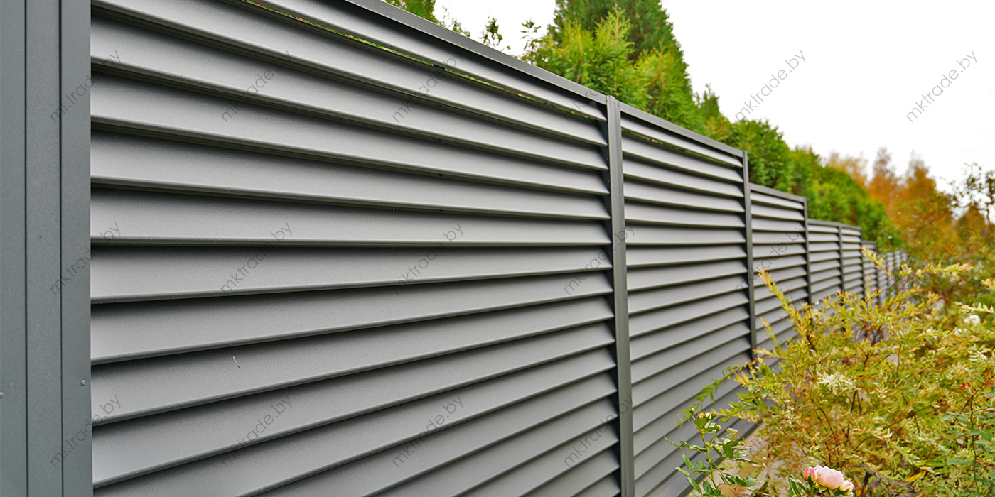 Забор-жалюзи Alfa а матовом покрытии цвет RAL 7016