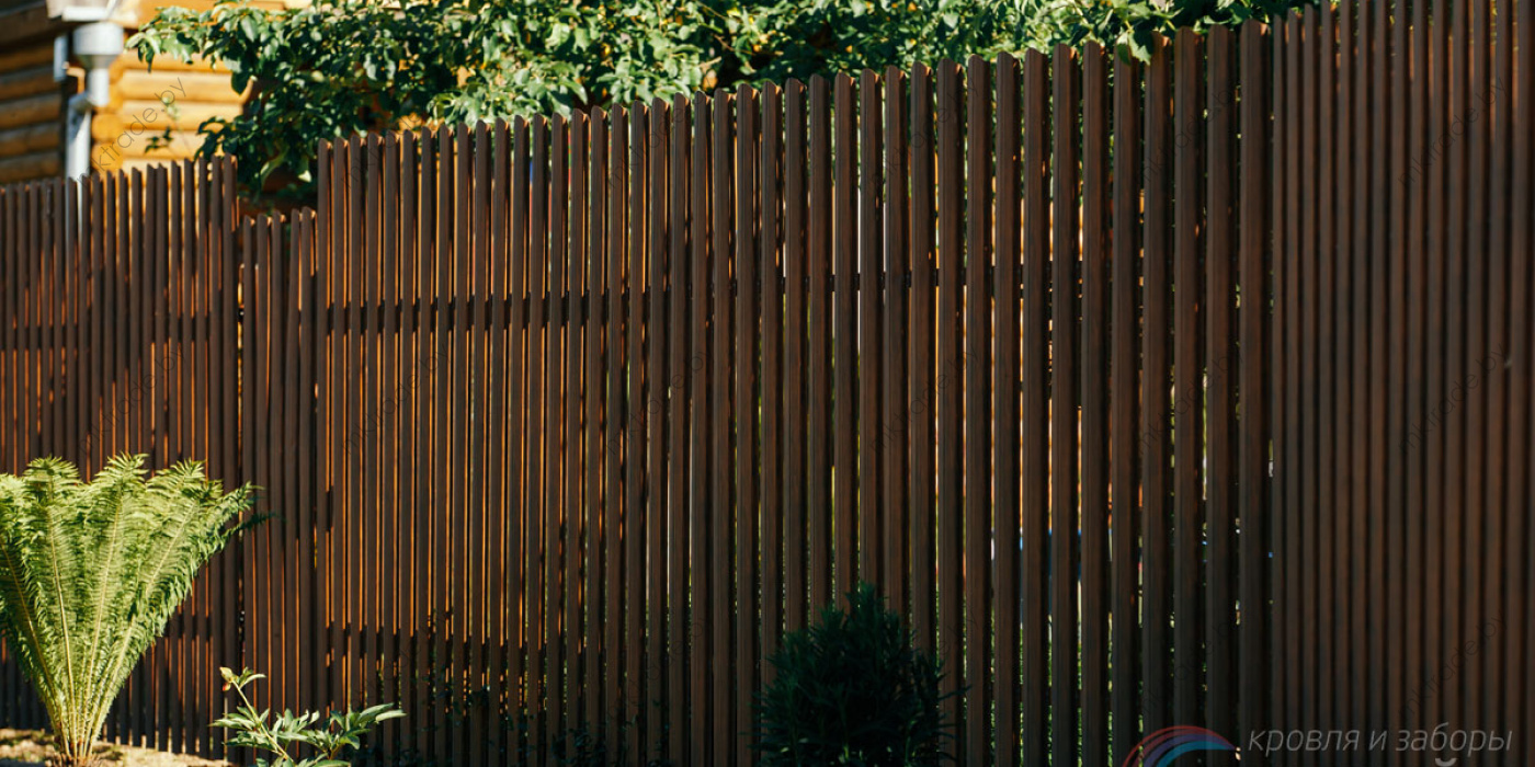 Штакетник металлический Европланка, Тёмное дерево