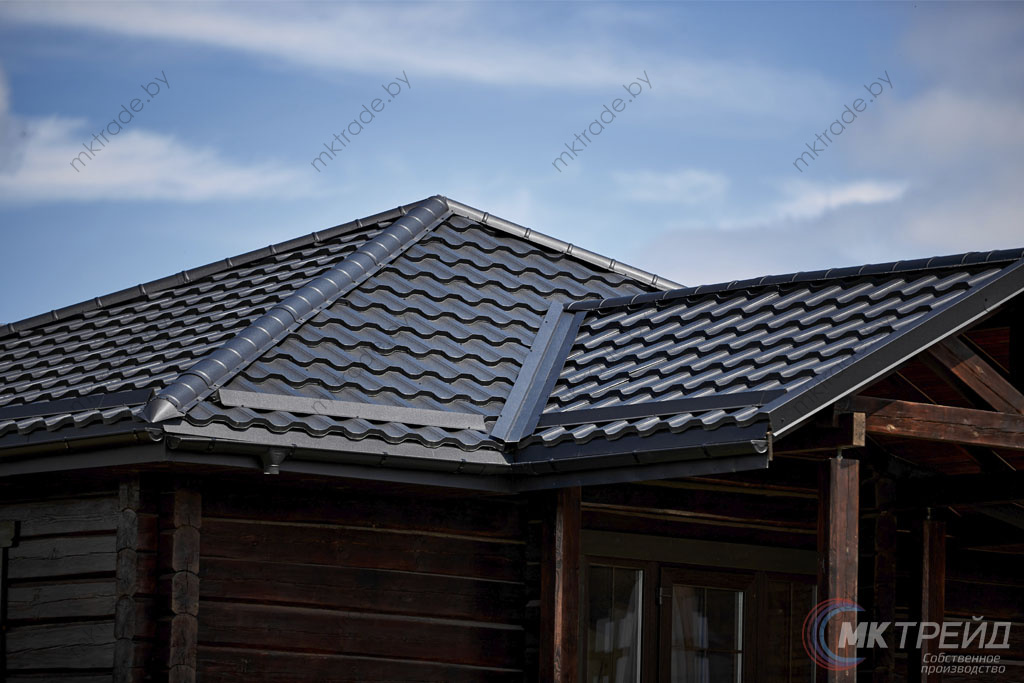 Металлочерепица НОРДО  ®, цвет RAL 9005 (чёрный) МАТ