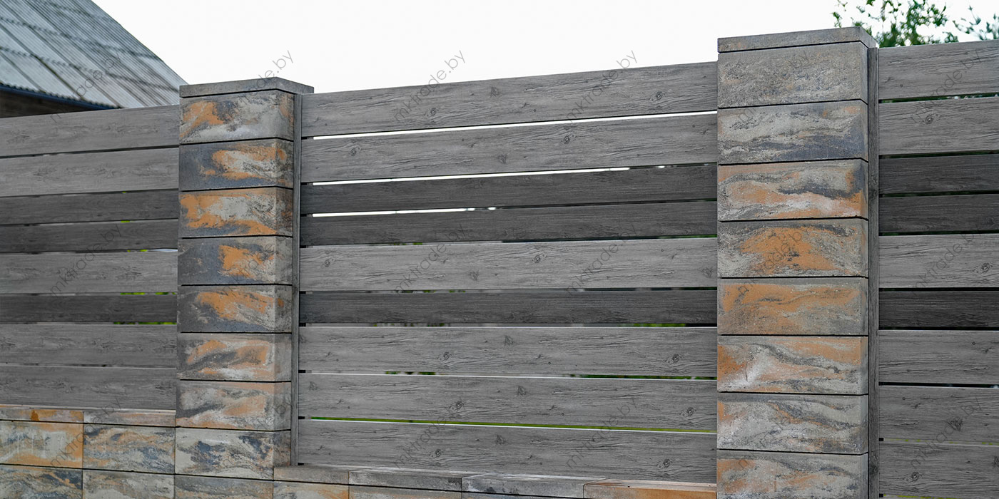 Забор Ранчо Classic 120 и 180 мм, Античный Дуб Светло-серый и Тёмно-серый