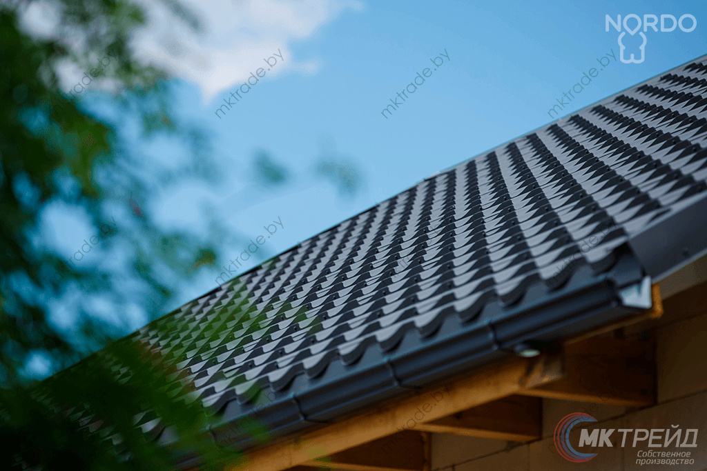 Металлочерепица НОРДО  ®, цвет 7024 (серый графит) МАТ, Arcelor