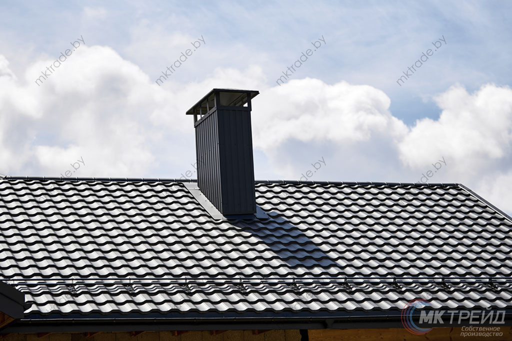 Металлочерепица НОРДО  ®, цвет RAL 9005 (чёрный) МАТ