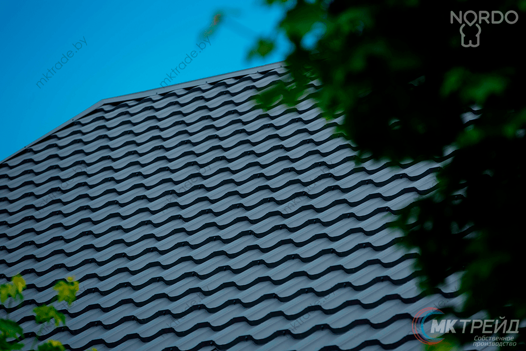 Металлочерепица НОРДО  ®, цвет 7024 (серый графит) МАТ, Arcelor