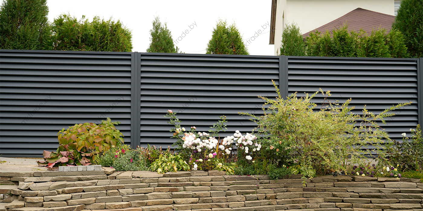 Забор-жалюзи Alfa а матовом покрытии цвет RAL 7016