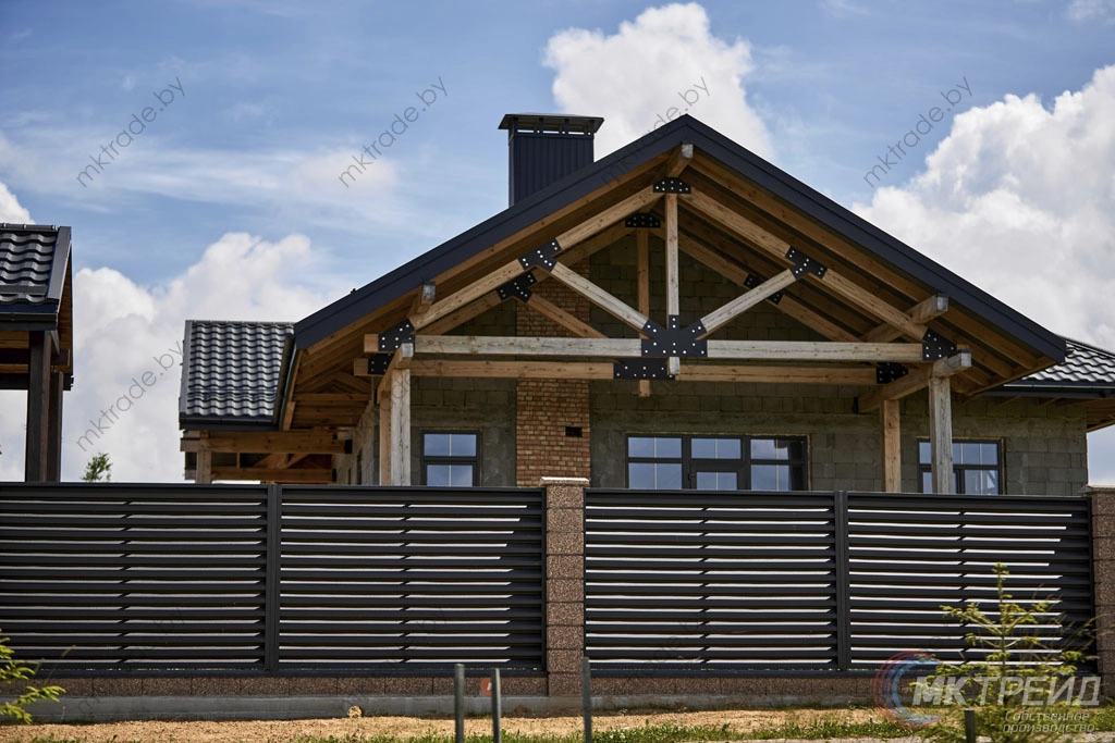 Забор-жалюзи, цвет RAL 8019 (серо-коричневый) МАТ