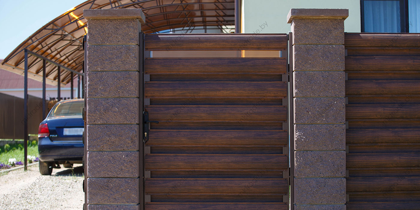 Штакетник металлический Европланка горизонт., Тёмное дерево