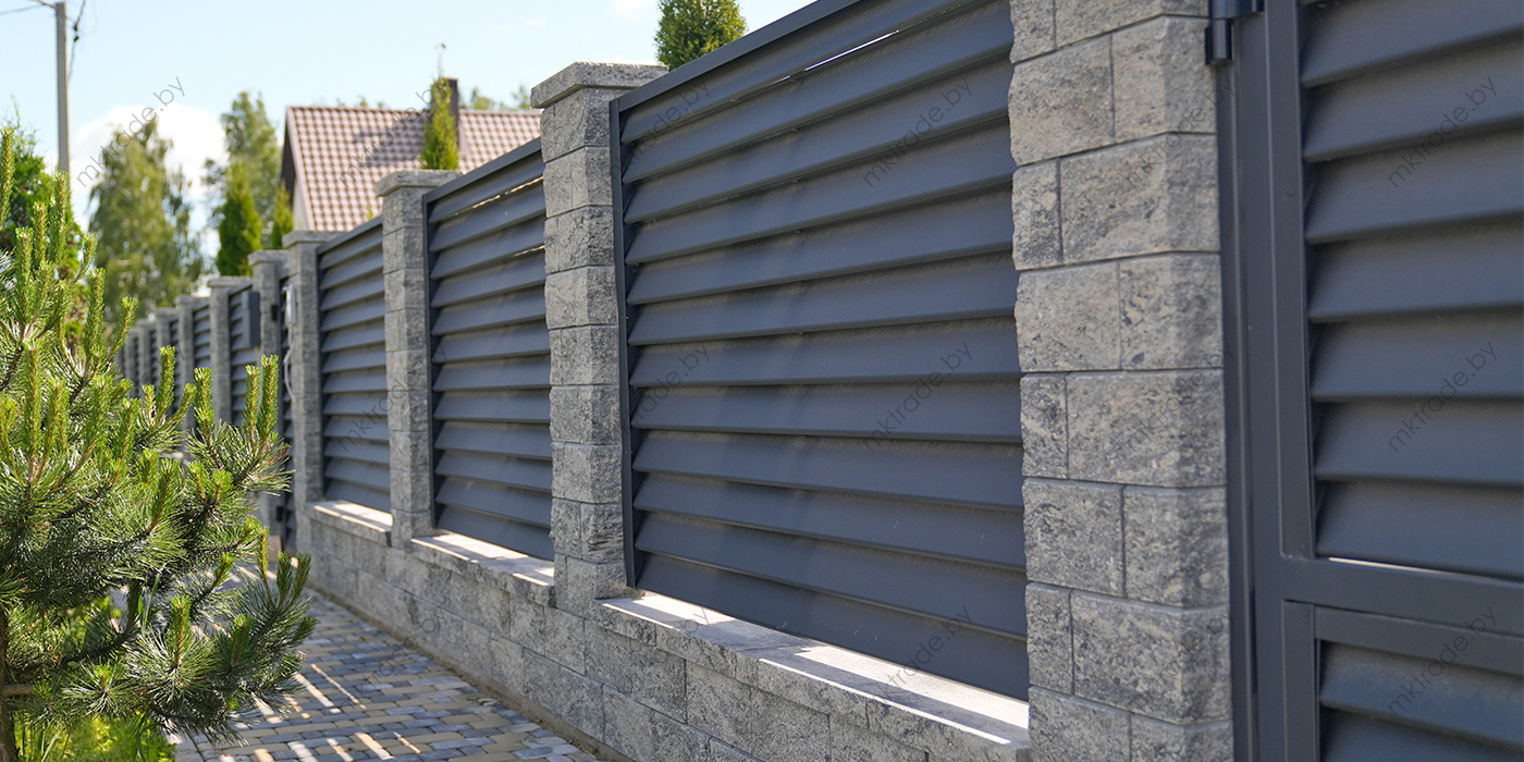 Забор-жалюзи Alfa цвет RAL 7024, покрытие МАТ