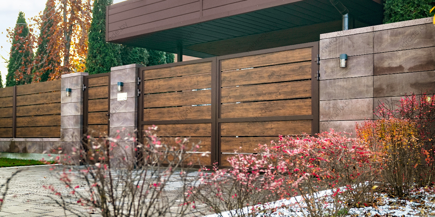 Забор Ранчо XPS 310, Темный дуб в покрытии PRINTECH