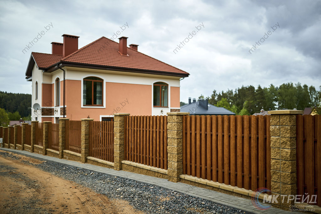 Штакетник металлический Европланка, Золотой Дуб (шахматка)