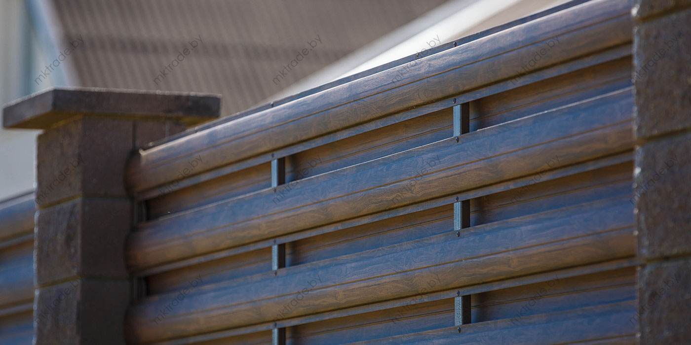 Штакетник металлический Европланка горизонт., Тёмное дерево