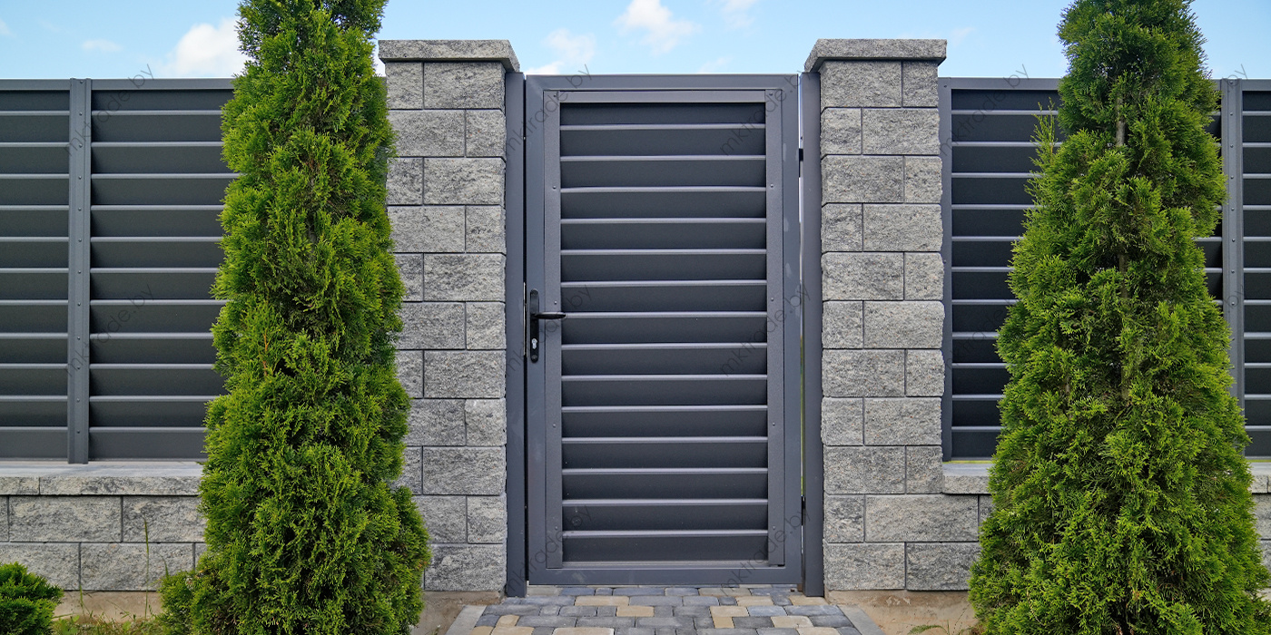 Забор-жалюзи Alfa цвет RAL 7024, покрытие МАТ