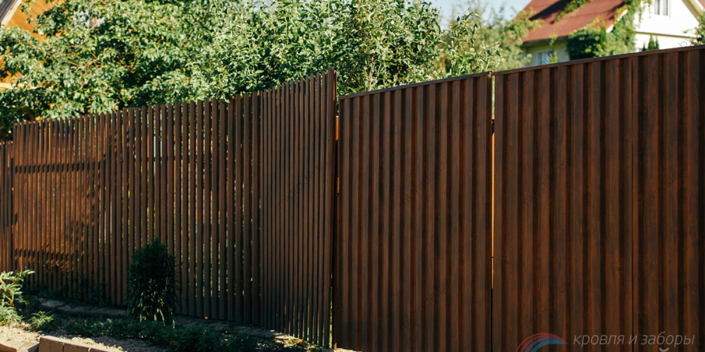 Штакетник металлический Европланка, Тёмное дерево