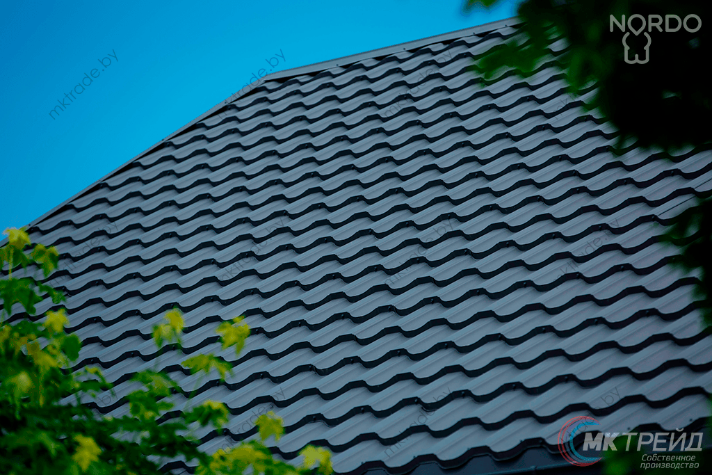 Металлочерепица НОРДО  ®, цвет 7024 (серый графит) МАТ, Arcelor