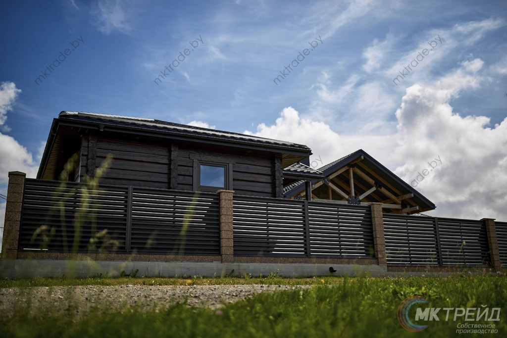 Забор-жалюзи, цвет RAL 8019 (серо-коричневый) МАТ