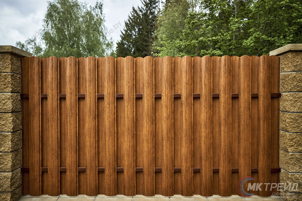 Штакетник металлический Европланка, Золотой Дуб (шахматка)