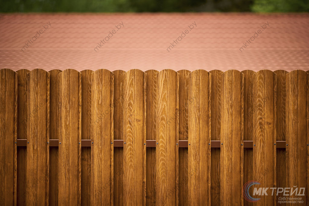 Штакетник металлический Европланка, Золотой Дуб (шахматка)