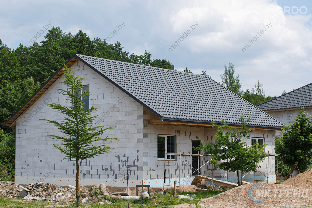 Металлочерепица НОРДО  ®, цвет 7024 (серый графит) МАТ, Arcelor