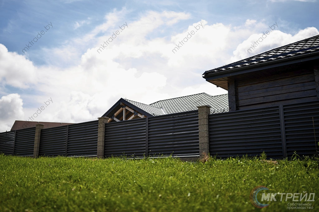 Забор-жалюзи, цвет RAL 8019 (серо-коричневый) МАТ