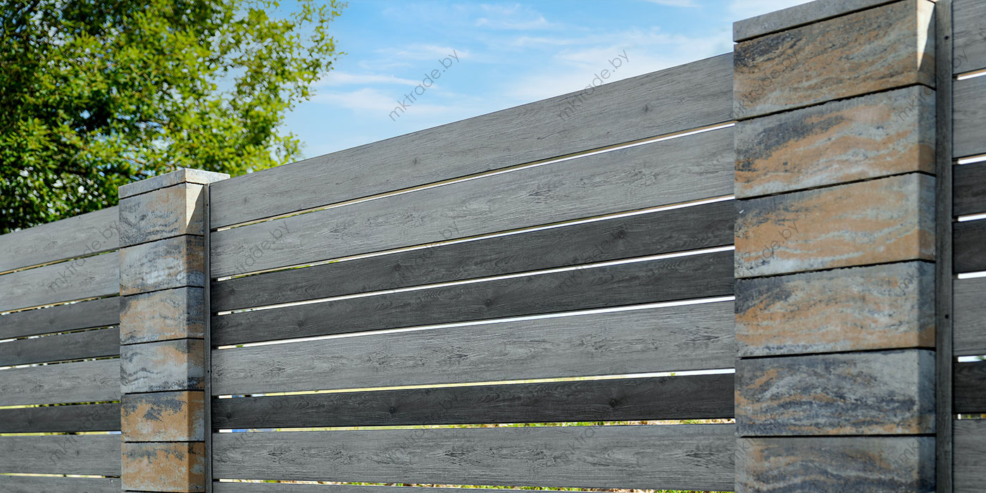 Забор Ранчо Classic 120 и 180 мм, Античный Дуб Светло-серый и Тёмно-серый