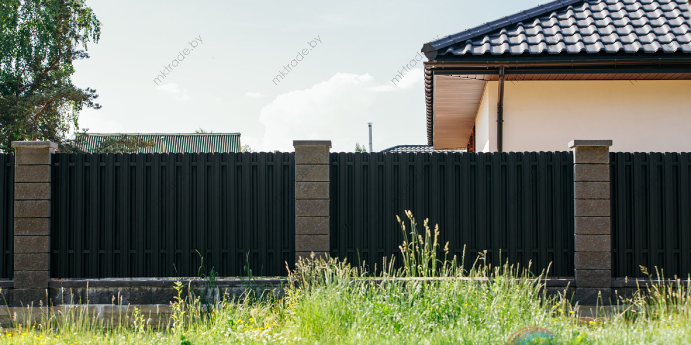 Штакетник металлический Трапеция-усиленный, цвет 9005 (чёрный), МАТ