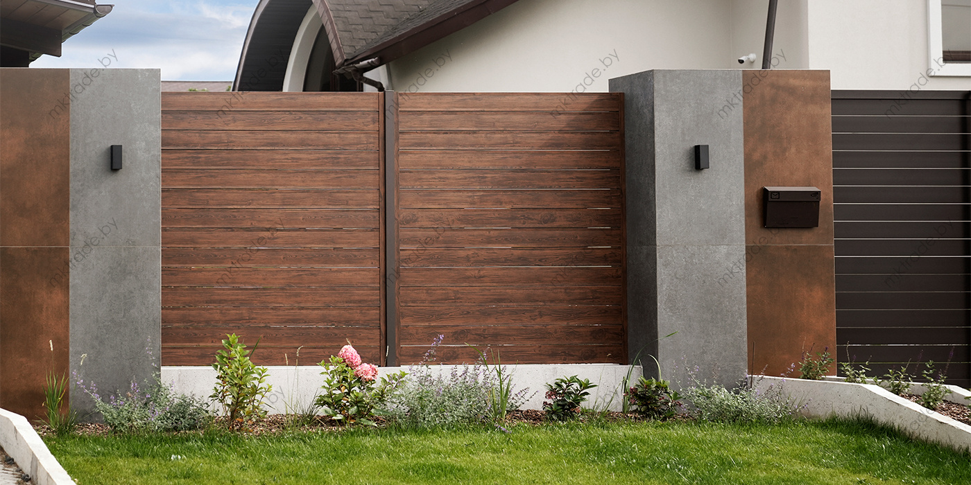 Забор Ранчо ХPS, покрытие PRINTECH, темный дуб. Планка 132 мм