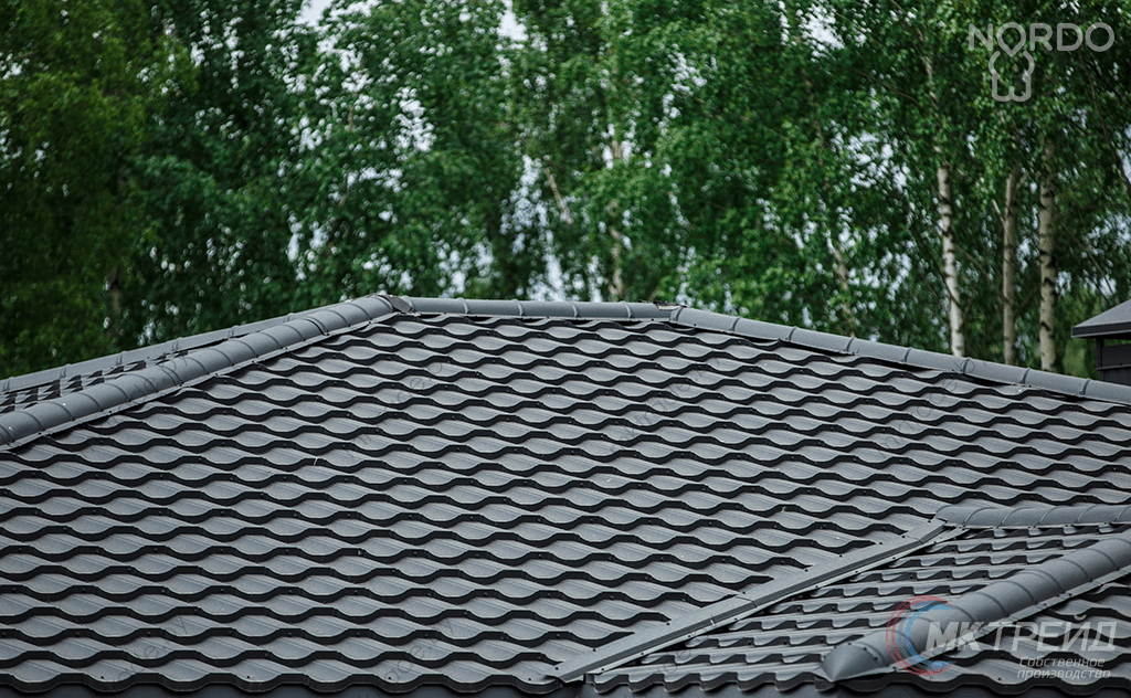 Металлочерепица НОРДО  ®, цвет 9005 (чёрный) МАТ